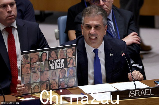 以色列外交部长埃利·科恩在安理会会议上就以色列与巴勒斯坦伊斯兰组织哈马斯之间的冲突发表讲话