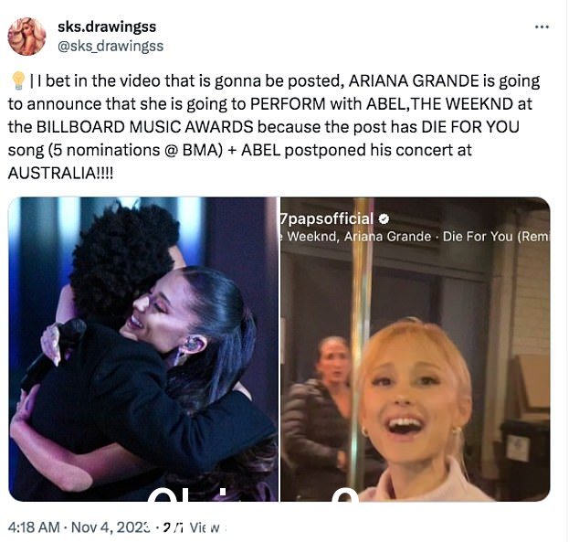 Billboard 音乐奖颁奖典礼与 The Weeknd 计划在布里斯班开始其“After Hours Til Dawn”澳大利亚巡演的同一天举行 图为:一位粉丝最近的推文