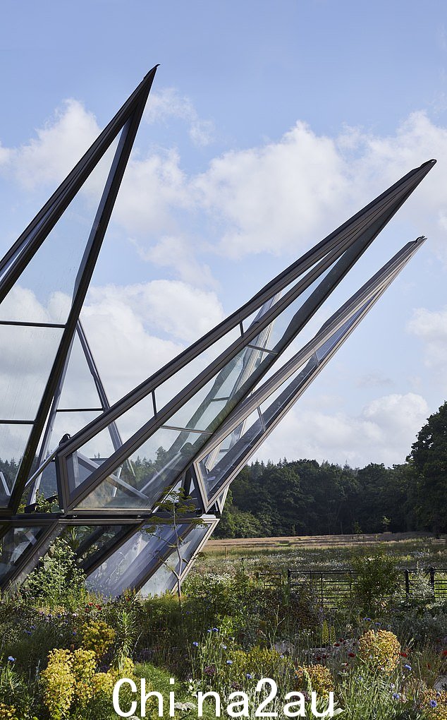由 Heatherwick Studio 设计,坐落在风景优美的花园中,该结构具有十个钢制“萼片”,它们“像植物的花瓣一样”缓慢展开” class=