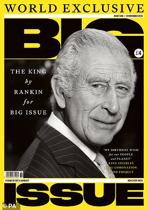该肖像将出现在周一的 Big Issue 杂志封面上
