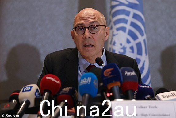 联合国人权事务高级专员沃尔克·特克在新闻发布会上讲话约旦安曼，2023 年 11 月 10 日。REUTERS/Alaa Al Sukhni