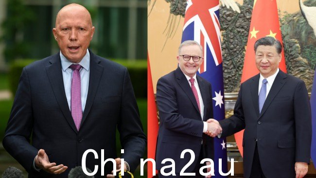 彼得·达顿 (Peter Dutton) 在拒绝透露是否讨论过涉及澳大利亚的海军事件后，质疑总理安东尼·阿尔巴内斯 (Anthony Albanese) 的“领导力”国防军潜水员和一艘中国人民解放军军舰与中国国家主席习近平在一起。图片：Martin Ollman/澳大利亚新闻集团 - Getty Images