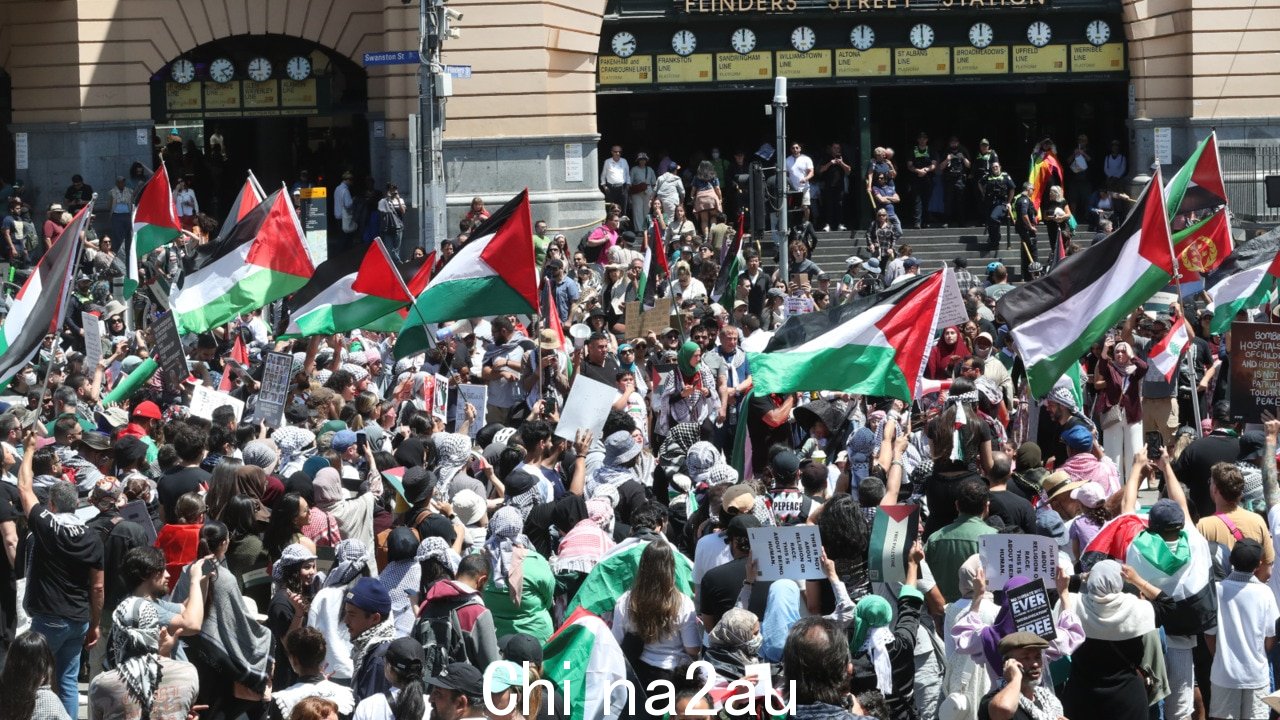 数百名学生抗议墨尔本的巴勒斯坦” fetchpriority=