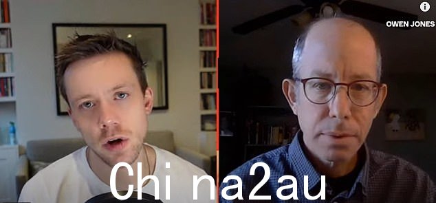 该视频由记者欧文·琼斯(左)拍摄,主角是学者拉兹·西格尔(右),他指责以色列进行“种族灭绝”,并无视哈马斯与纳粹之间的比较