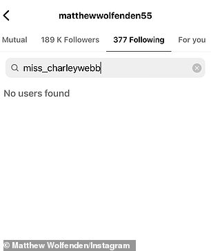 哎呀! Matthew 在社交媒体上取消了对 Charley 的关注