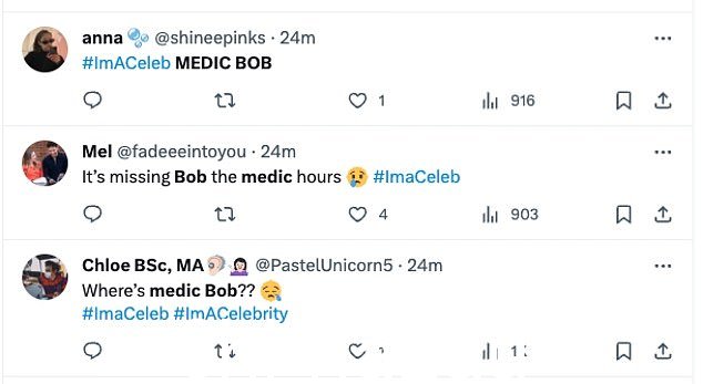 MIA:粉丝们成群结队地登陆 X(以前称为 Twitter),其中一人询问:“Medic Bob 在哪里?”