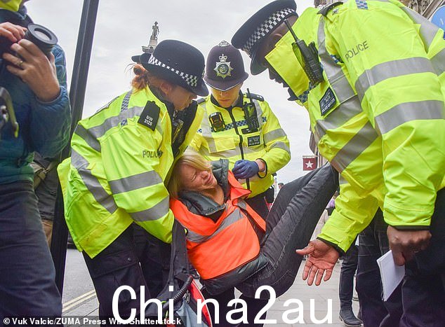 Just Stop Oil 抗议者本周早些时候在走上特拉法加广场附近的道路时被警察逮捕 - 但他们逃避了指控,因为逮捕时交通处于停滞状态