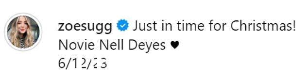在随附的标题中,她写道:“正好赶上圣诞节! Novie Nell Deyes ♥️ 6/12/23'