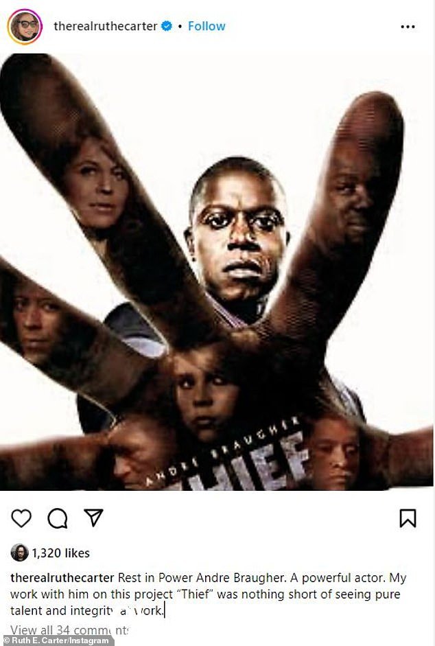 两届奥斯卡奖服装设计师露丝·E·卡特 (Ruth E. Carter) 深情地回忆起与安德烈 (Andre) 在 FX Network 2006 年抢劫迷你剧《神偷》(Thief) 中的合作,并表示这位“强大的演员”“简直就是看到了纯粹的才华和工作中的诚信'