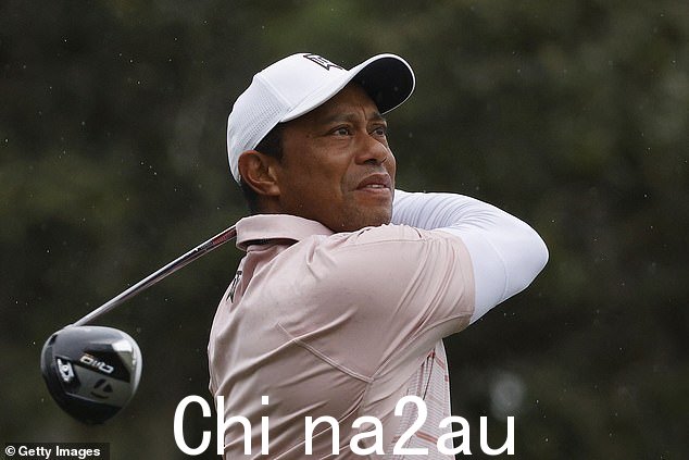 伍兹与两个孩子一起走过球场,看起来没有受伤