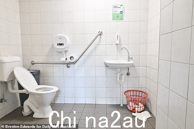 广场工作人员告诉澳大利亚《每日邮报》,这对夫妇据称在为艾登包扎伤口时正在可上锁的厕所里(如图)