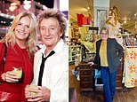 Rod Stewart 漫步走进沉睡的佛蒙特州小镇时,震惊了他旧货店与妻子 Penny Lancaster 穿着皮裤和价值 1,000 美元的靴子