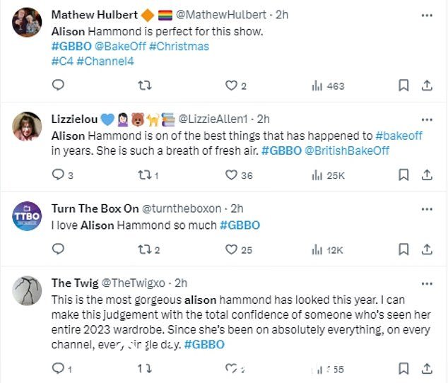 虽然索菲可能是明星面包师,但艾莉森·哈蒙德 (Alison Hammond) 才是节目中的佼佼者,观众纷纷涌向 X(以前称为 Twitter)来分享他们对她的爱