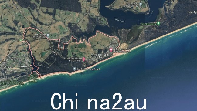 湖区附近的泰尔斯湖海滩入口。图片:Google 地图。