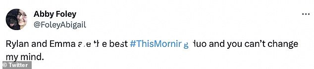 观众在 X(以前称为 Twitter)上对二人组大加赞扬,并要求他们成为《This Morning》的永久主持人