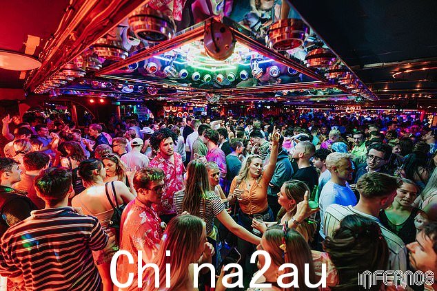 参加派对的人在伦敦南部的 Infernos 夜总会享受音乐
