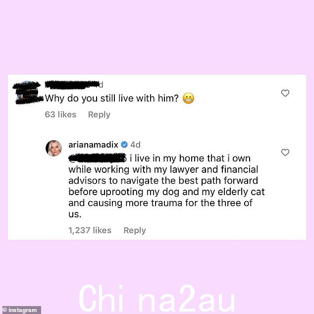 打开书:本周早些时候,这位《买回我的女儿》明星在她最近的一篇 Instagram 帖子的评论部分解释了为什么她没有搬家