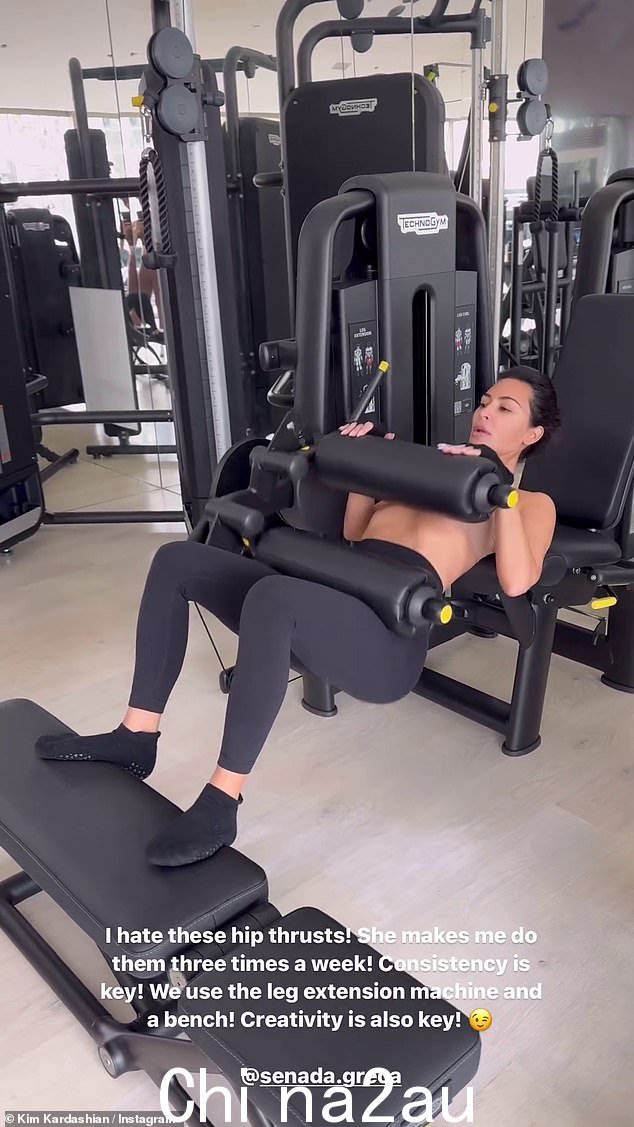 这位真人秀明星在她的 Instagram 帐户上分享了她的锻炼情况,并向她的教练 Senada Greca 大声喊叫