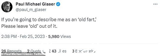 Glaser 搞笑地回信给 David 的评论:“如果你要把我描述为一个“老屁”,请不要用“老”这个词。” class=