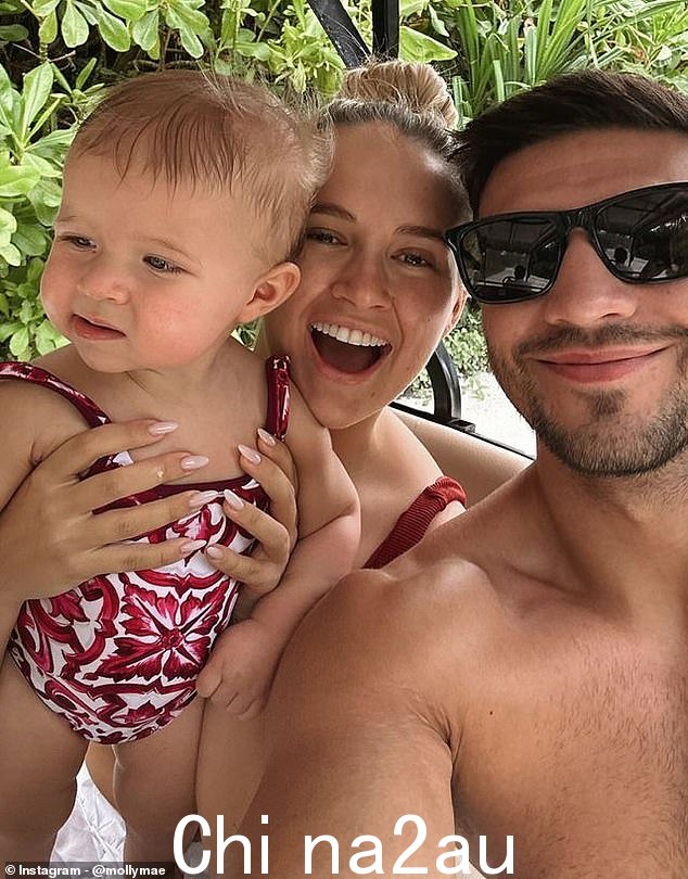 Tommy, 24, did not feature in this set of photos, but Molly-Mae has shared photos of him also (pictured in the Maldives for the New Year)
