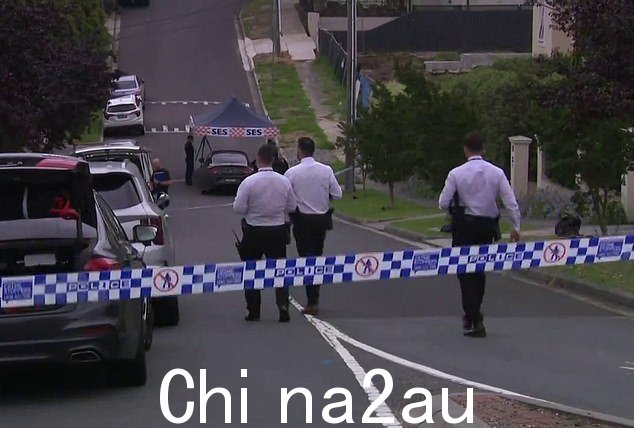 侦探正在调查该男子是否被刺伤,然后被一辆黑色轿车撞倒