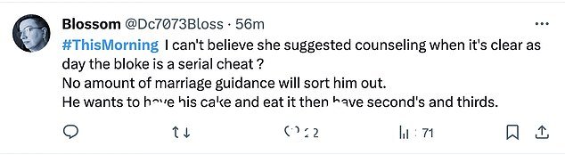 社交媒体用户说丈夫是个骗子,这表明再多的治疗也无法改变他的行为