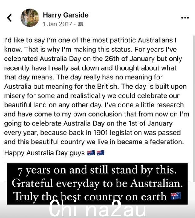 '多年来我一直在 1 月 26 日庆祝澳大利亚国庆日,但直到最近我才真正坐下来思考这一天的意义'他写道
