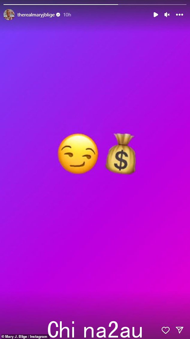 她后来在她的 Instagram Stories 上分享了一篇含沙射影的帖子,其中只有一张笑脸和钱袋表情符号