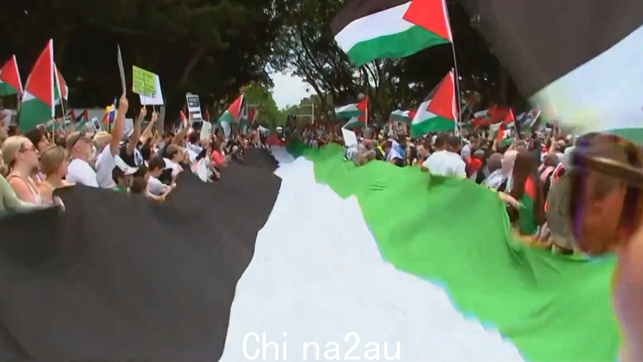 数千名亲巴勒斯坦抗议者在悉尼中央商务区游行