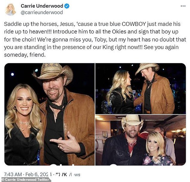 Carrie 与这位明星分享了令人心酸的复古照片,并向“真正的蓝色牛仔”致敬