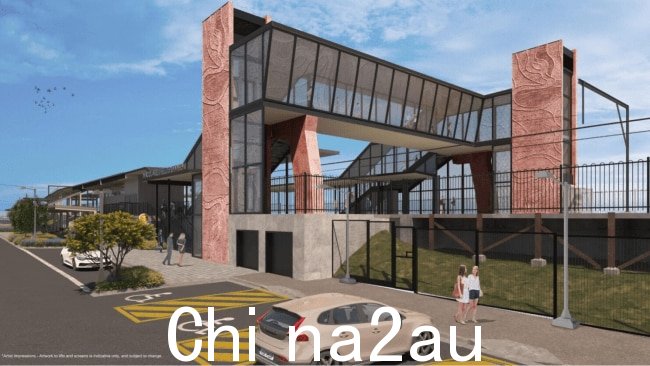 艺术家对位于城市西南部的新麦格理菲尔德站的印象。图片:新南威尔士州政府