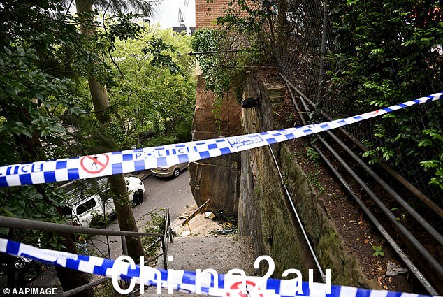 事故现场是从汽车坠落处通往悬崖下道路的台阶顶部拍摄的