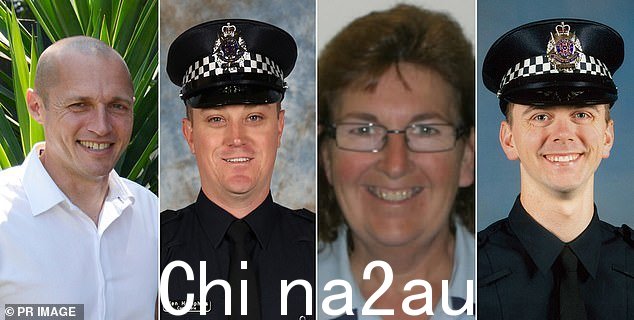 Glen Humphris 警员(最左)、Kevin King 高级警员、Lynette Taylor 高级警员和 Joshua Prestney 警员(右)均在事故中丧生