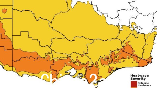 维多利亚州周五、周六和周日的热浪地图。图片:BOM