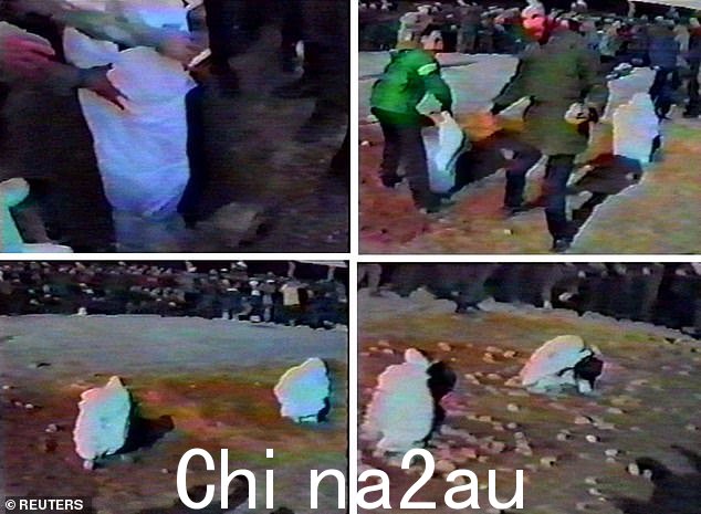 文件:该组合图像由从伊朗走私的视频屏幕截图组成,旨在展示公共石刑的场景