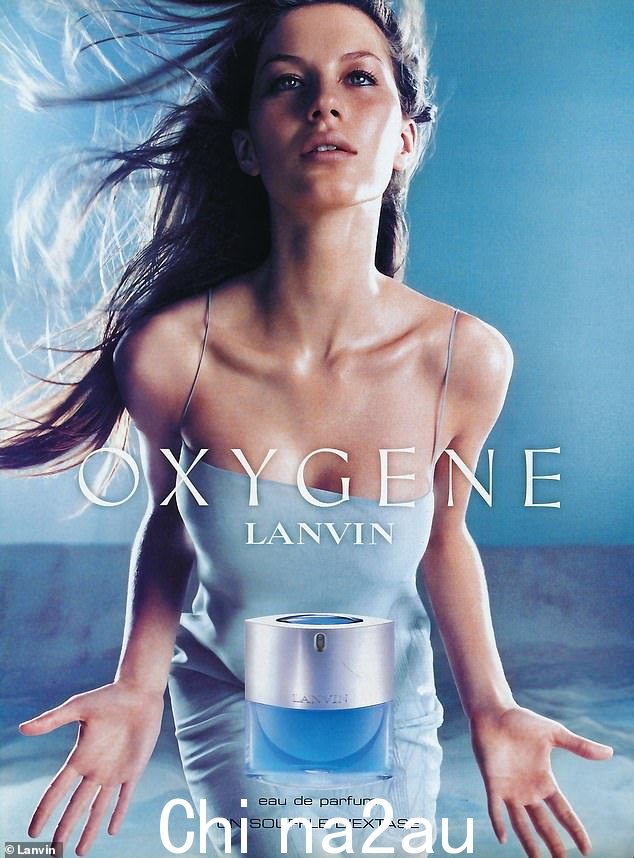 吉赛尔 (Gisele) 拍摄于 2000 年 Lanvin 的 Oxygene 广告大片,那一年她 20 岁了