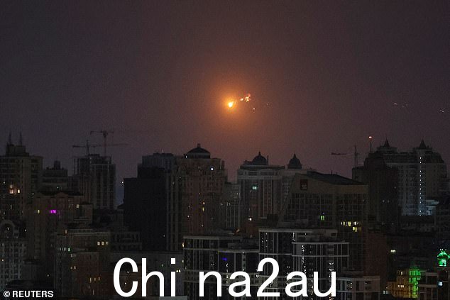 3 月 24 日俄罗斯导弹袭击期间基辅上空看到导弹爆炸