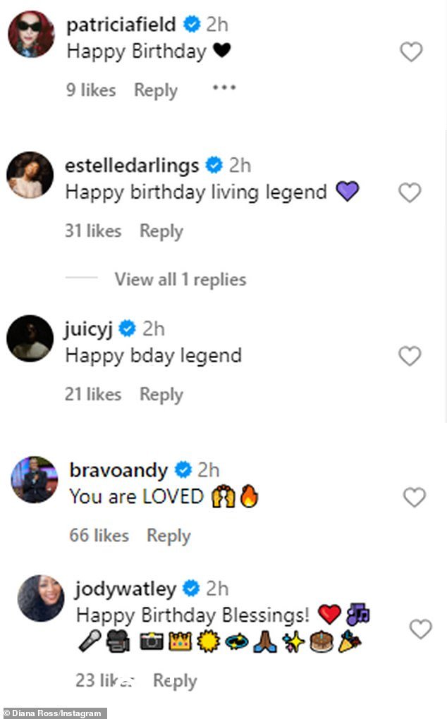 Ross 的 Instagram 帖子收到了来自 Andy Cohen、Jody Watley、Estelle、Juicy J 和 Patricia Field 的生日快乐祝福