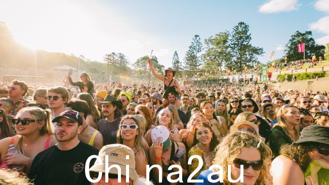 Festivalgoers at 2023 年拜伦湾草丛中的辉煌。2024 年的音乐节已取消。图片:提供/草丛中的辉煌