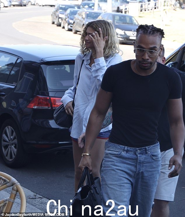 Zendaya 看起来有自然的妆容,并将卷发披在脸上