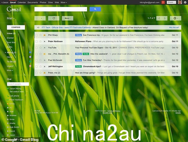 到 2011 年,Gmail 已经步入正轨成为最受欢迎的电子邮件提供商,活跃用户接近 3.5 亿。那一年,Gmail 还展示了其“新外观”,其中添加了像这样的高清主题