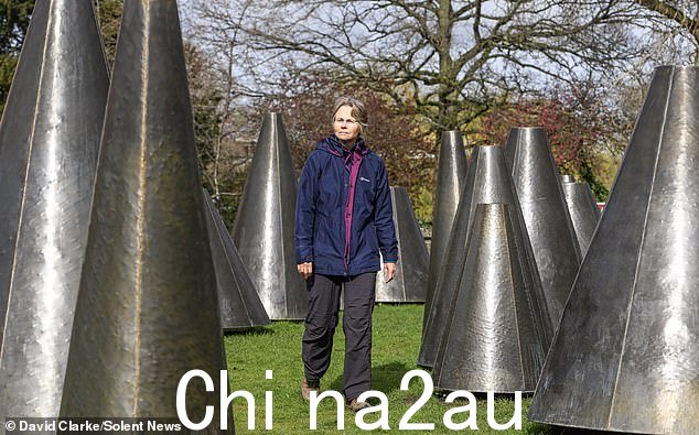 o闪亮的黄铜艺术品在过去一年中已经风化,这意味着它们现在类似于“黑色凹陷锥体”