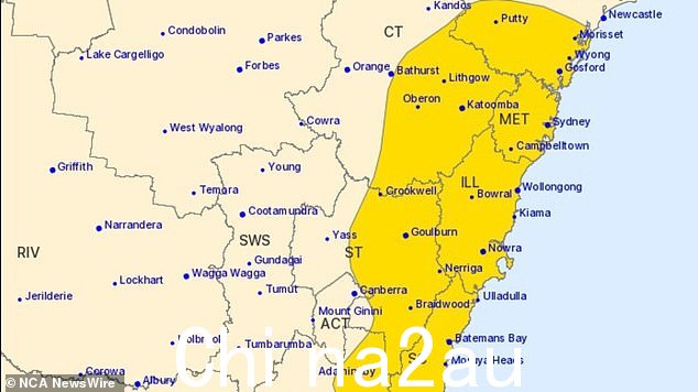 新南威尔士州海岸大部分地区已发布恶劣天气警报。图片:气象局