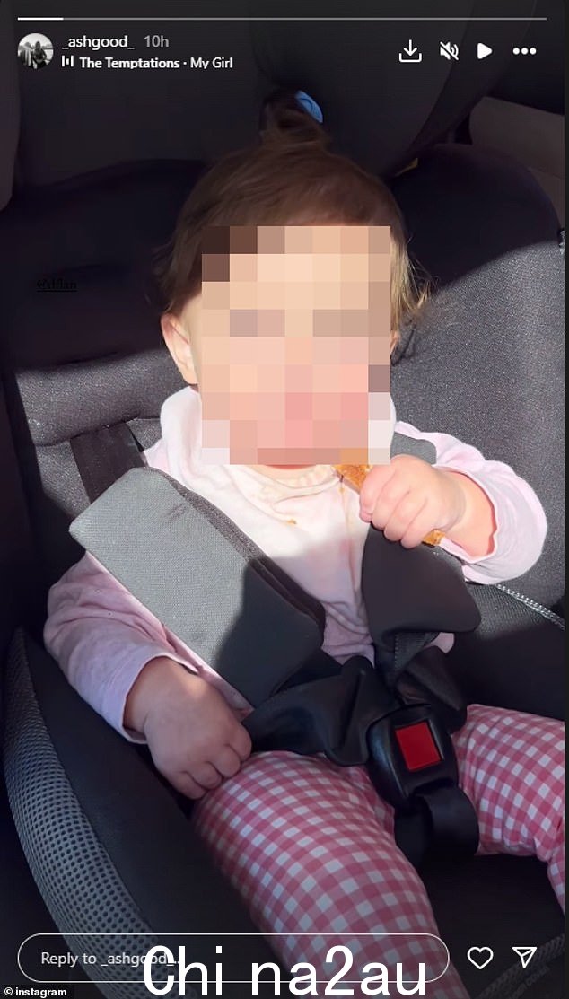 Ash Good 在 Bondi Junction 的 Westfield 被刺死之前分享的最后一个视频,内容是她的孩子坐在汽车座椅上