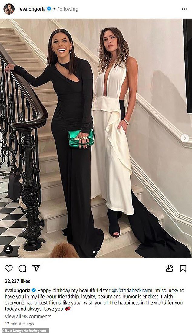 伊娃·朗格利亚 (Eva Longoria) 透露,去年她“一直”和贝克汉姆一起过夜,她在 Instagram 上分享了一张甜蜜的幻灯片和冗长的标题,以纪念她的好朋友