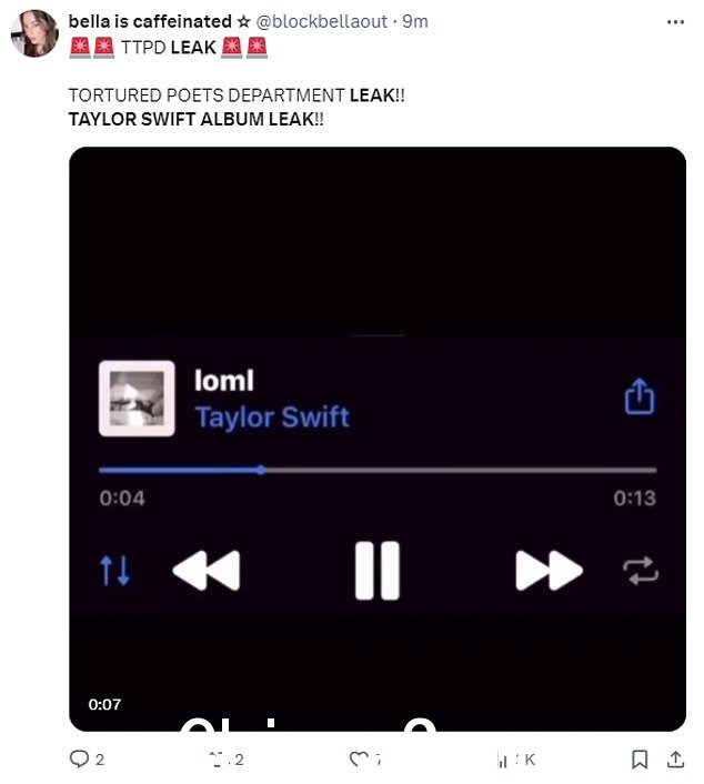 周三下午,X(以前称为 Twitter)充斥着据称取自即将发行的唱片的歌曲片段