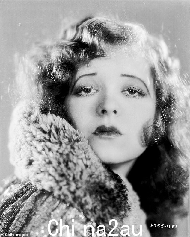 Clara Bow (1905-1965) 穿着毛皮大衣,为派拉蒙影业拍摄,1928