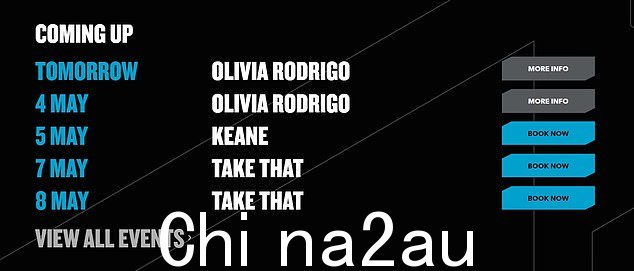 Olivia Rodrigo 的节目现在在 Co-op Live 网站上显示为已推迟,但本周晚些时候和下周的其他节目仍被列为继续进行