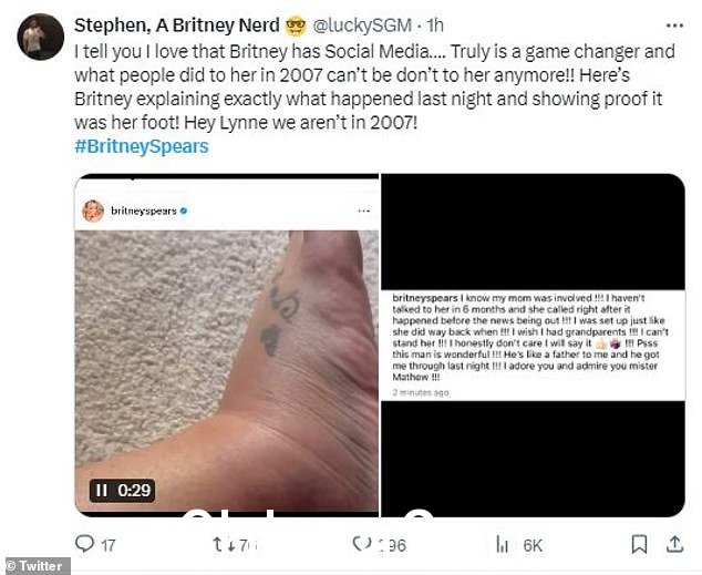 一位粉丝转发了布兰妮周四在 Instagram 上发布的帖子,表达了她对这一事件的看法,称这位流行歌星直接与粉丝沟通的能力是“游戏规则改变者”
