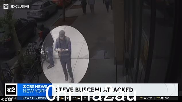 演员史蒂夫·布西密 (Steve Buscemi) 在纽约市街头随机袭击中面部被打一拳的镜头出现了